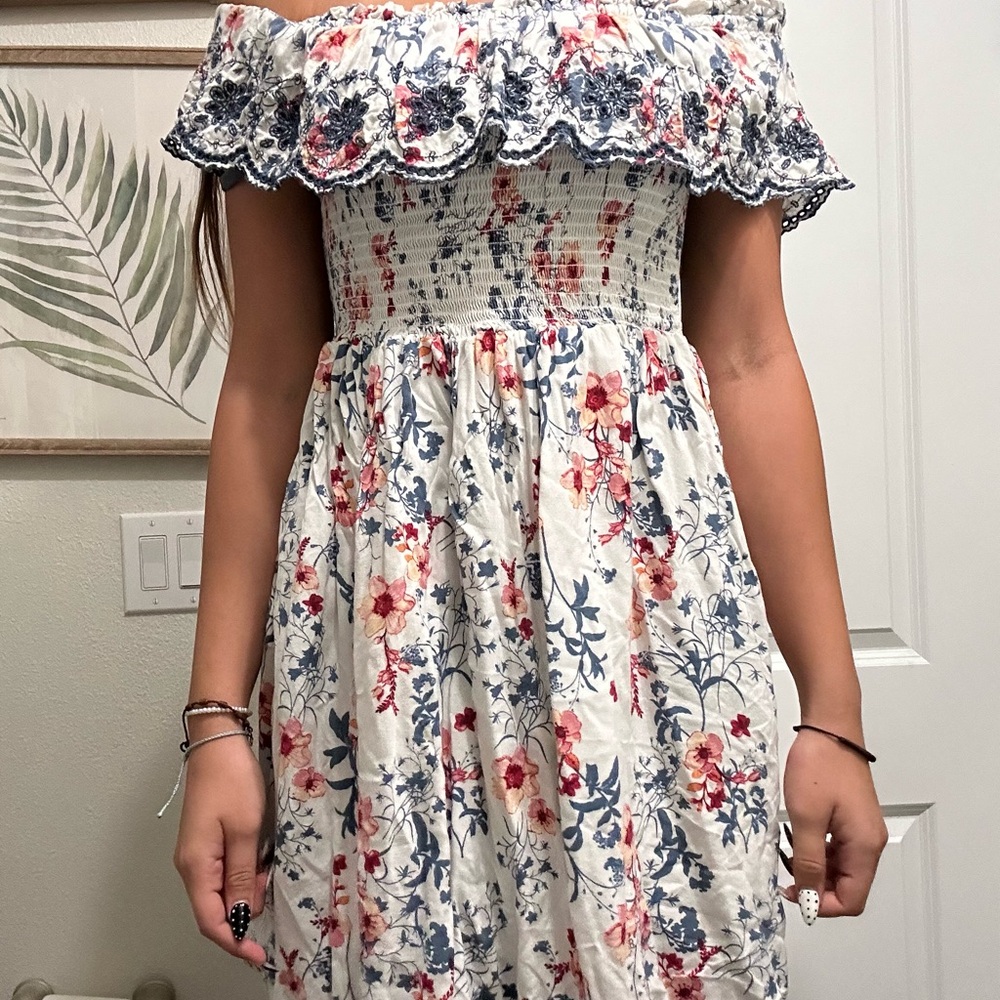 Floral Off-Shoulder Dress with pockets